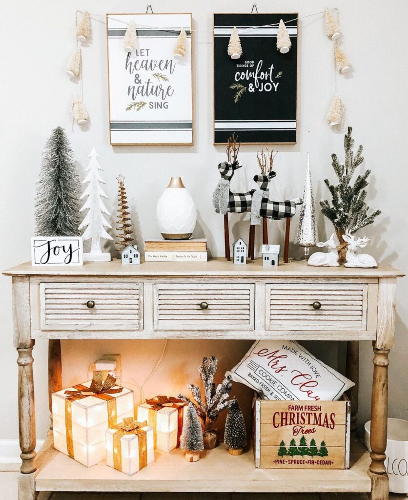 entryway table with decor