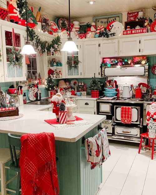 christmas decor on cabinets