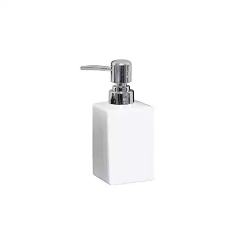 White Ceramic Soap Dispenser for Bathroom,LuckyUs11OZ Modern Hand Countertop Soap Dispensers Pump Bottle Liquid & Lotion Soap Dispenser Kitchen (Soap White)