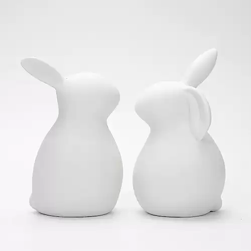 EASIMECOR Ceramic Bunny Rabbits White Rabbit Easter Bunny Decorations Porcelain Bunny Rabbit for Easter Decoration Spring Gifts Ceramic Bunny Figurine Statues for Home Decor Bunny Decor Easter Decor