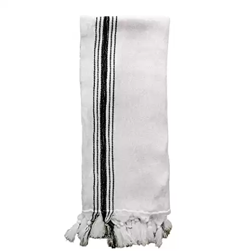 Sweet Water Decor Turkish Cotton + Bamboo from Rayon Hand Towels | Large Size 19 x 35 | Cream with Decorative Stripes | Bathroom, Kitchen, Dish, or Baby Towel (Savannah - 5 Black Stripes)