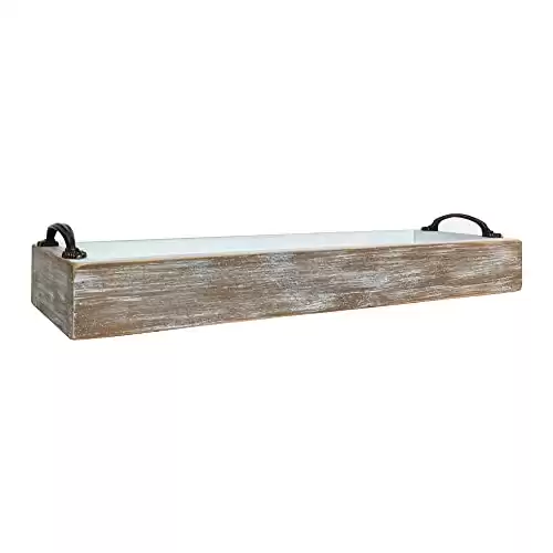 COLLECTIVE HOME - Serving Trays, Rectangular Tray with Handles, Vintage Wooden Decorative Tray, Rustic Serving Trays for Living Room Bedroom (Wood)