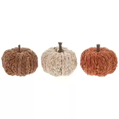 3 Braided Pumpkins Mix Home Autumn Fall Table Decoration 4 Height