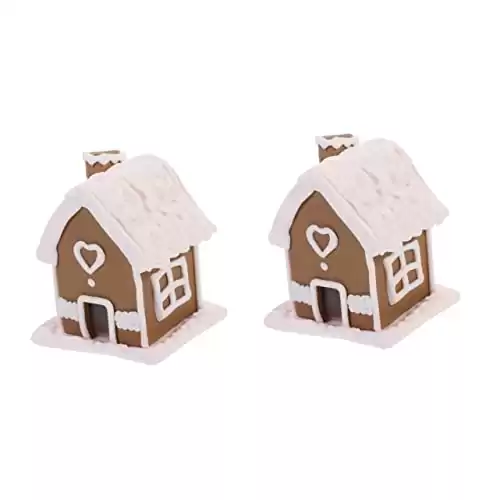 Gadpiparty 2 Pcs Gingerbread House Ornament Christmas Village Scene Miniature Christmas Village Houses Clay Dough Gingerbread House Xmas Village Houses White Polymer Clay Pendant Window