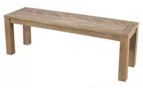 Alpine Furniture Aiden Wood Dining Bench in Weathered Natural (Brown)