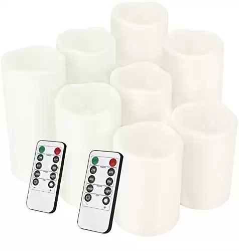 salipt Flameless Candle, LED Waterproof Candles Set of 8 (D 3'' X H 3''3''4''4''5''5''6''6) Battery Operated Candles,Fla...