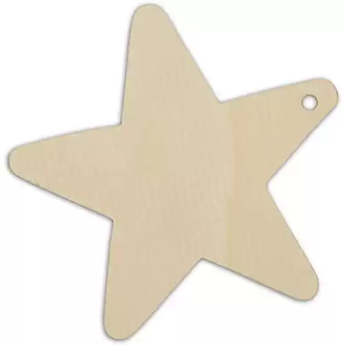 Wooden Star Christmas Tree Ornaments Unfinished, 4 Inch, Package of 25- Ready to Be Painted and Decorated by Woodpeckers