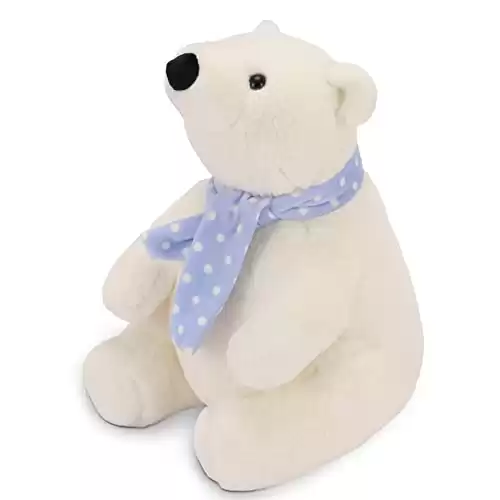 ROPELOK Polar Bear Stuffed Animal Plush, 9.8 Inch Lifelike Super Soft Cute Polar Bear with Scarf, Kawaii Cute Polar Bear Plush Toy for Kids Children Family Xmas Birthday Gifts