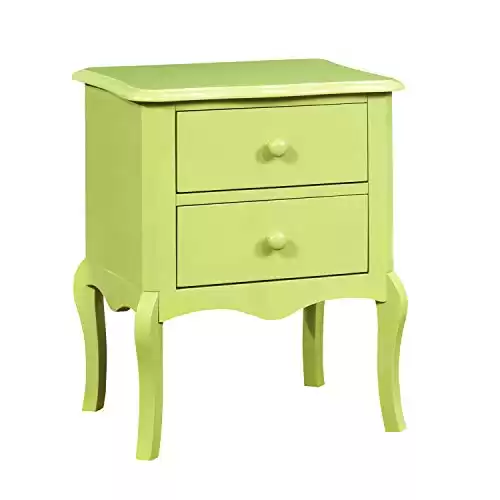 24/7 Shop at Home Sinta Child 2-Drawer Nightstand, Transitional End, Bedside Table For Bedroom, Living Room or Playroom, Green