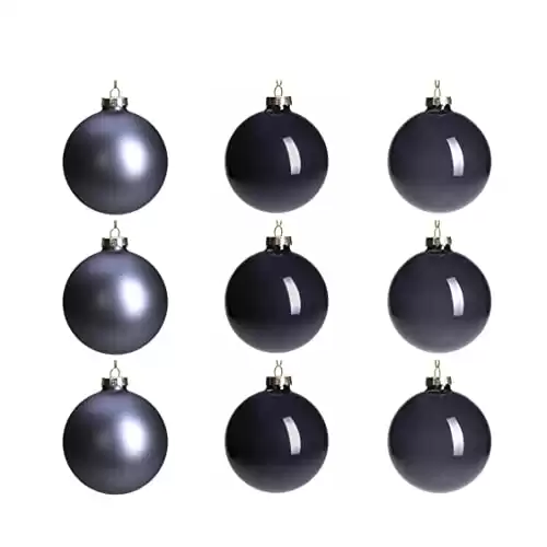 DN DECONATION Navy Blue Glass Christmas Ball Ornaments, 3.15 Hanging Christmas Baubles for Xmas Tree Decoration, Set of 9 Decor for Holiday, Halloween, Wedding Party Gift