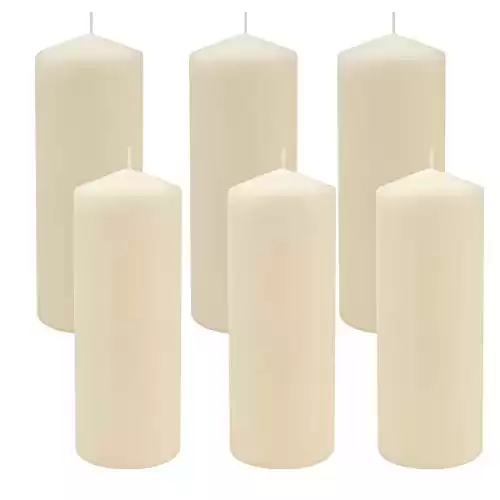 Stonebriar 80 Hour Long Burning Unscented Pillar Candles, 3x8, Ivory, 6 count