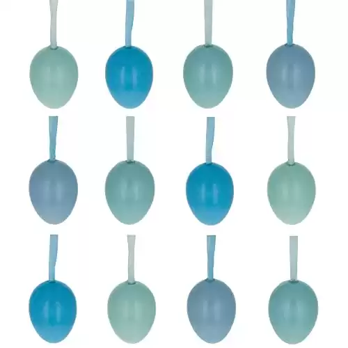 Bag of 12 Miniature Pastel Blue Plastic Easter Egg Ornaments 1.5 Inches