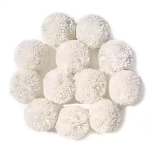 Pack of 12 Yarn Pom Poms for Hats 8CM-3INCH Party Supplies Handmade Craft Decorative Accessories (White)