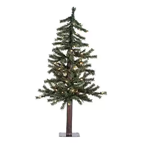 Vickerman 3' Natural Alpine Artificial Christmas Tree, Clear Incandescent Lights - Faux Christmas Tree - Seasonal Indoor Home Decor