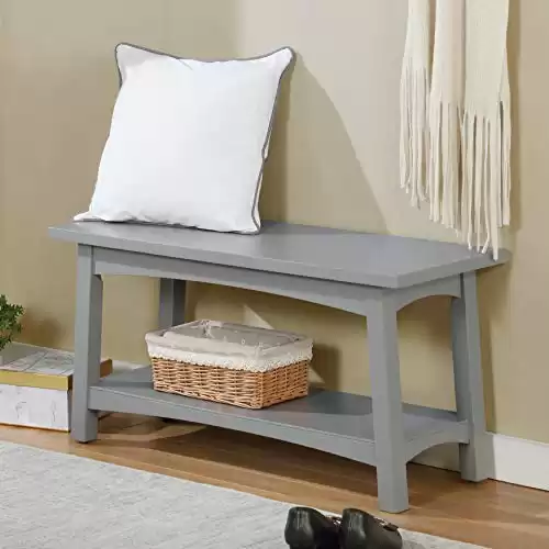 Alaterre Furniture Craftsbury 36" W Wood Entryway Bench, Gray