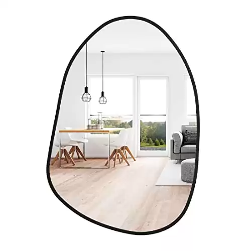 Irregular Wall Mirror Asymmetrical Mirror with Black Frame Wall Mounted Mirror 30''x 22''