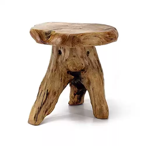 WELLAND Tree Stump Stool Live Edge, Natural Edge Side Table, Plant Stand, Nightstand, Mushroom Stool 14" Tall