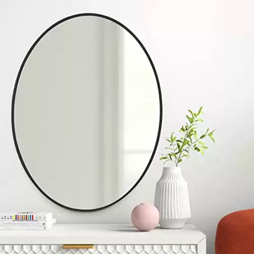 COFENY Oval Bathroom Mirror, Black Bathroom Framed Mirror, Matte Black Rimmed Hanging Mirrors for Bathroom Bedroom Living Room Modern (20x28inch)