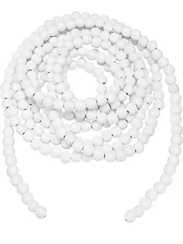 Christmas Wooden Bead Garland Wood Bead Garland Christmas Tree Decorations for Christmas Holiday Favors, 12 Feet (White)