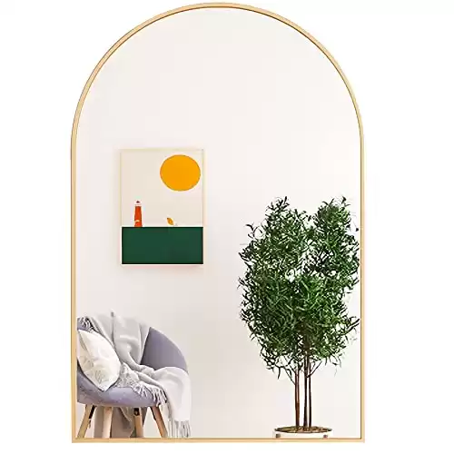 Beauty4U Arched Bathroom Mirror, 24 x36 Arch Bathroom Mirror for Wall, Gold Wall Mounted Bathroom Vanity Mirror for Living Room, Bedroom, Entryway