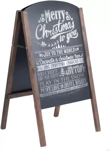 GOFLAME A-Frame Chalkboard 18 x 31.5", Standing Sidewalk Easel Double-Sided, Wooden Folding Chalkboard Sandwich Sign for Office Cafe Teaching