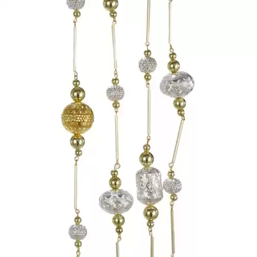 Kurt Adler 6' Silver and Gold Metal Beads Garland