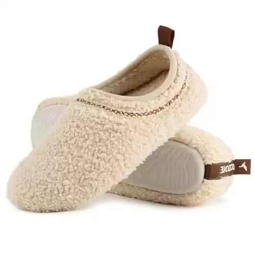 RockDove Women's Serenity Closed Back Fleece Slipper, Size 7 UK Women, Beige