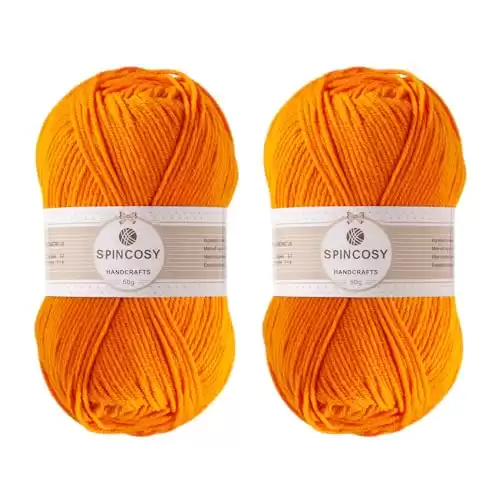 2 Pcs Crochet Yarn, Feels Soft 280 Yards Assorted Colors 4ply Acrylic Yarn,Yarn for Crochet & Hand Knitting-Orange