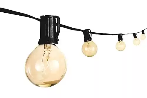 G40 String Lights - 5W Warm Incandescent Shatterproof Glass Bulbs, 18-Gauge Wire - Dimmable Globe String Lights for Backyard, Patio, Porch, Garden - Decorative Outdoor Hanging Lights - 50ft