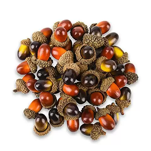 100 Pcs Artificial Acorns with Natural Acorn Cap, 2 Color Small Fake Acorns for Craft, Wedding, Festival Party and Home Decoration