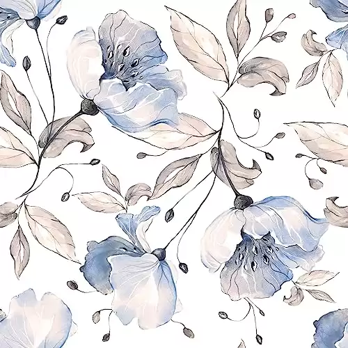 HelloWall Floral Wallpaper Peel and Stick 17.5" 160" Boho Floral Wallpaper Removable Leaf Flower Wallpaper for Bedroom Cabinets Shelf Vinyl Self Adhesive Decorative Mural Wallpaper Stick an....