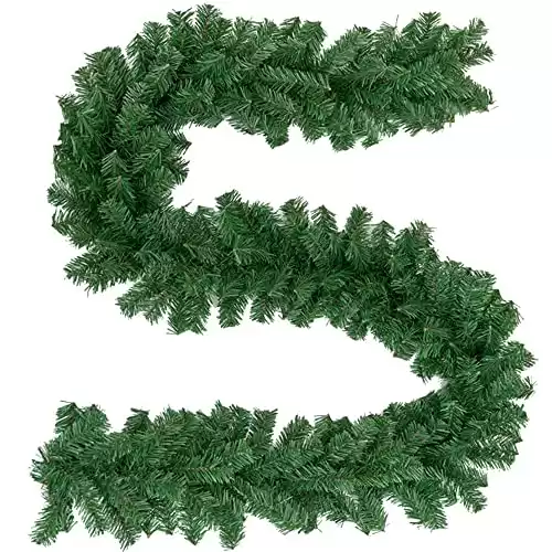 8.9FT Garland for Christmas Decorations, Non-Lit Soft Green Holiday Decorations for Outdoor or Indoor Use, Premium Quality Christmas Garland Home Garden, Wedding Party Decorations - 1Pack