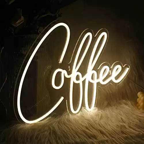 Ineonlife Coffee Bar Neon Sign Accessories Light Up for Wall Decor, Modern Led Sign for Coffee Shop, Small Acrylic Coffee Station Art Decor Party Decorations(15.9"x11.8"/USB POWER)