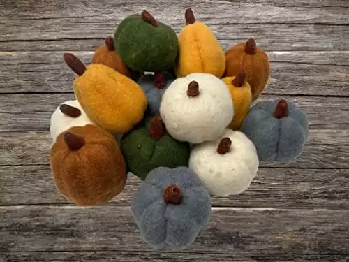 15 Pack Felt Pumpkins for Fall/Autumn, Thanksgiving, Halloween, Home Decor, Felt Artificial Pumpkins, Multi Color, 15 Multi Pack