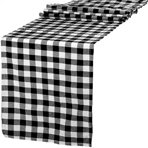 Buffalo Check Collection Buffalo Plaid Table Runner 14x108inch Classic Farmhouse Buffalo Check Table Runner Black and White Wedding Table Runner for Thanksgiving Christmas Decorations