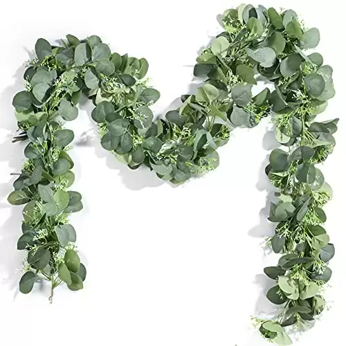 Miracliy 4 Pcs Seeded Eucalyptus Garland, 26ft Fake Eucalyptus Leaves Greenery Hanging Vine for Wedding Backdrop Mantel Table Runner Home Decor