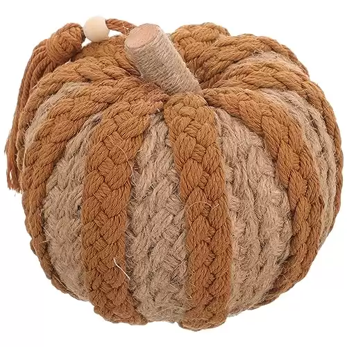 HOMSFOU Braided Pumpkin Decor Artificial Halloween Hanging Pumpkins Lifelike Simulation Plush Pumpkins Woven Pumpkin for Thanksgiving Harvest Halloween Wedding Hanging Decor