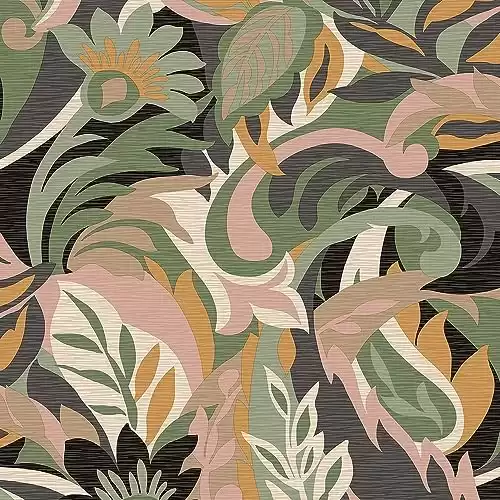 Belgravia Casa Leaf Wallpaper - Modern Wallpaper for Living Room, Bedroom, Fireplace - Decorative Luxury Floral Wall Paper with Leaves & Flower Pattern (Sage Green & Blush Pink)