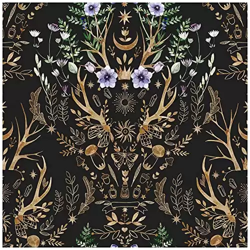 HAOKHOME 94027-1 Gothic Wallpaper Peel and Stick Retro Floral Damask Bronze/Black/Purple Witchy Wall Decor Bathroom Removable Mural 17.7in x 9.8ft