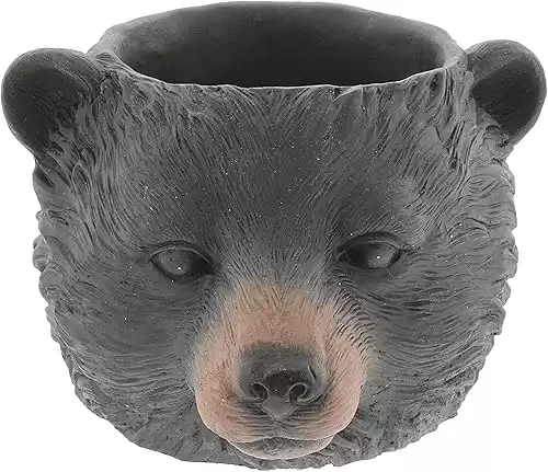 Distinctive Designs Decorative Black Bear Planter - Cement Black Bear Head Shaped Succulent Planter for Indoor Outdoor Home Garden Decor - Bear Decor Plant Pot for Cabin, Lodge, Mountain Decor