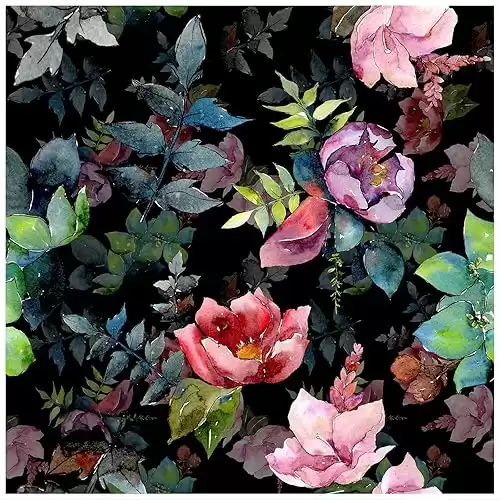 HAOKHOME 93153 Wild Spring Peel and Stick Wallpaper Bouquet Botanical Floral Black/Green/Pink Removable Stick on Home Decor 17.7in x 118in