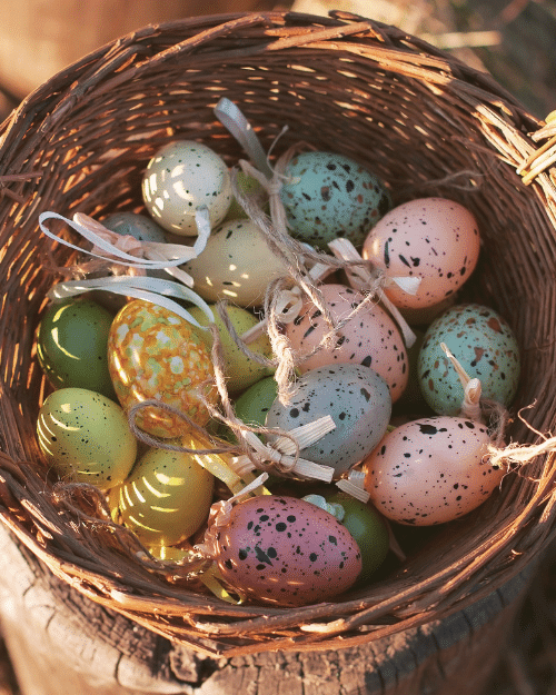 easter eggs in basket