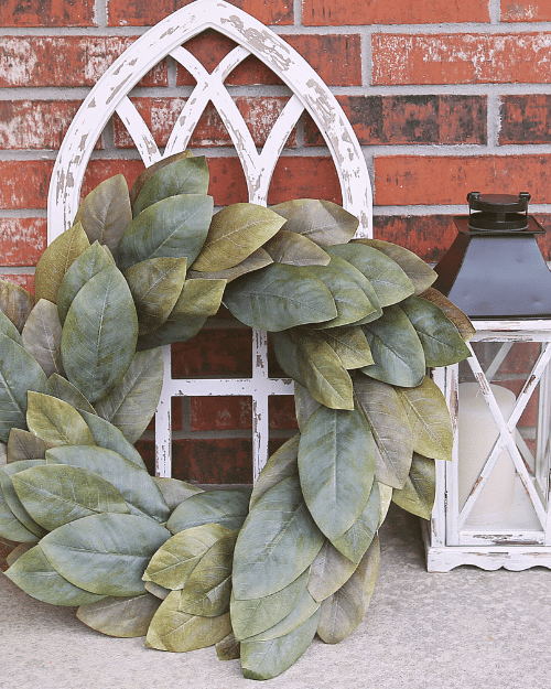 modern spring front porch decoration arch and wreath