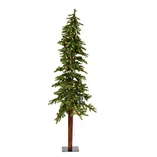 Vickerman 5 Alpine Artificial Christmas Tree, Warm White Dura-lit LED Lights Faux Christmas Tree Seasonal Indoor Home Decor