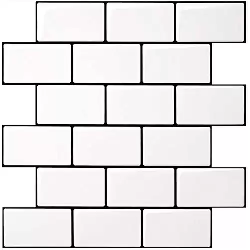 Art3d Subway Tiles Peel and Stick Backsplash, 12inch x 12inch Stick on Tiles Kitchen Backsplash (10 Tiles, Thicker Version)