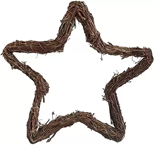 Grapevine Wreath Vine Wreath Garland Rattan Wood Wreath Star Shape Flower Garland for Party Hanging Decoration 20cm