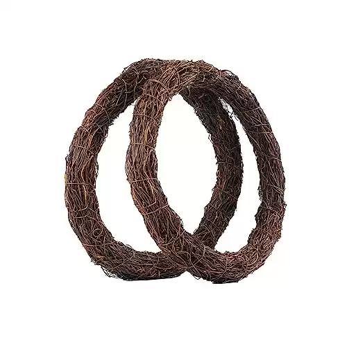 Temfmy Natural Grapevine Wreath 14 inch for Crafts,Round Rattan Twig Wreath Base - DIY Wreaths Making Supplies for Home Decor - 2 Pack