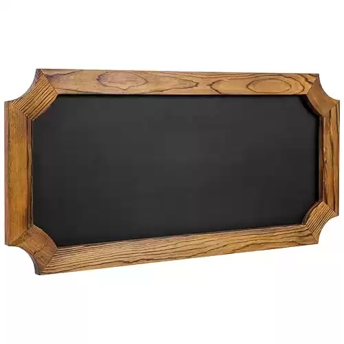 MyGift 25.5 X 12.5-Inch Wall Mounted Erasable Chalkboard Sign Commercial Blackboard with Vintage Shape Brown Solid Wood Frame for Home, Wedding, Retail, Event, Party