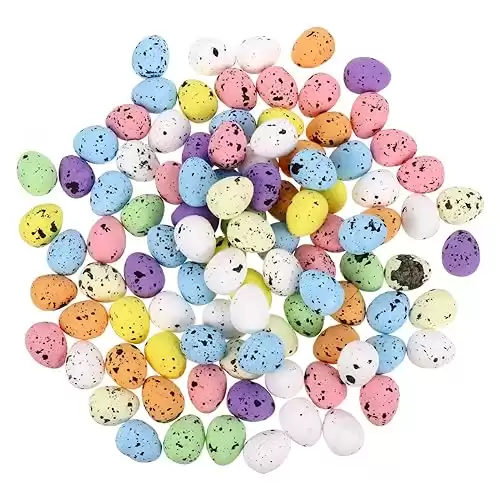 PRETYZOOM 100pcs Artificial Bird Eggs Fake Foam Eggs DIY Easter Eggs for Photo Props Crafts Garden Bird Nest Decor Easter Party Decorations (Assorted Color)