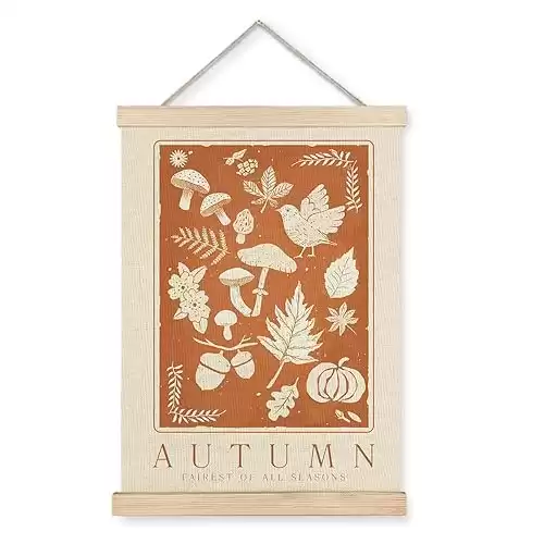 LUVADIAN Fall Wall Decor, Autumn Poster, Neutral Autumn Poster Hanger Frame, Fall Wall Art Posters, Autumn Decor, Fall Decorations for Home, Farmhouse Fall Decor, 12x16 Inches